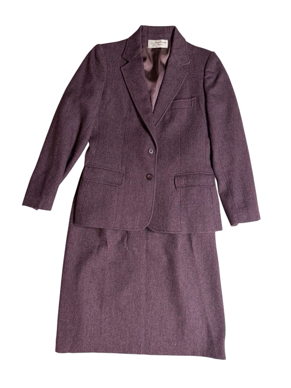 Evan Picone Purple Wool Blend Women's skirt Suit 6P Blazer & 10P Skirt